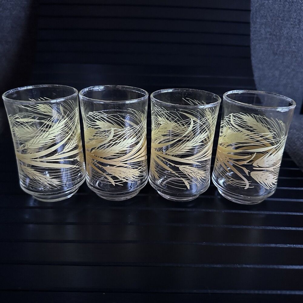 Libbey Golden Wheat‎ Tumblers and Juice Glasses 2+4 Vintage Lovely MCM - Picture 3 of 4